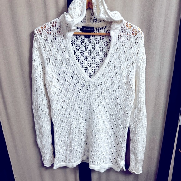 Other - Eddie Bauer white crochet sweater/‎ cover up size L